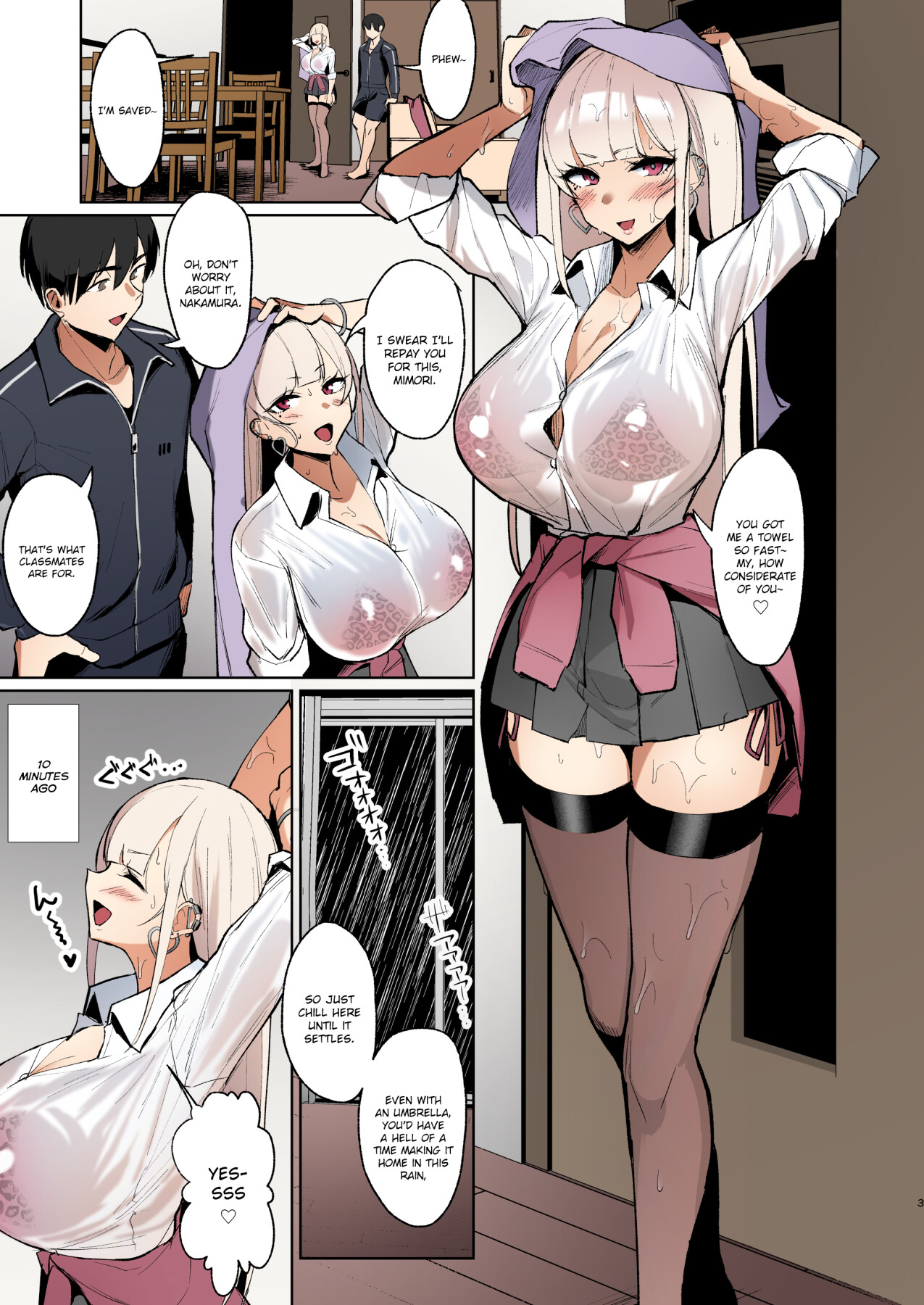 Hentai Manga Comic-Cheating and Mating with a High School Gyaru while Sheltering from the Rain (Color)-Read-2